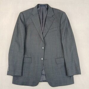 Joseph Abboud Loro Piana 40R Mens Suit Jacket Blazer Plaid Gray 20x30 Super 120s